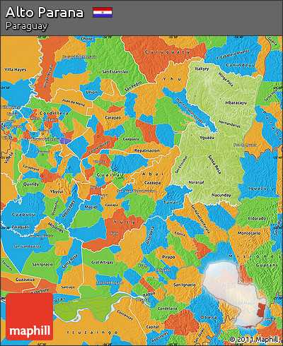 Physical Map of Alto Parana, political outside