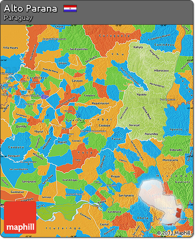 Physical Map of Alto Parana, political outside