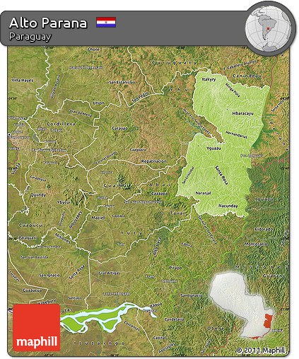 Physical Map of Alto Parana, satellite outside
