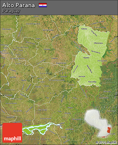 Physical Map of Alto Parana, satellite outside