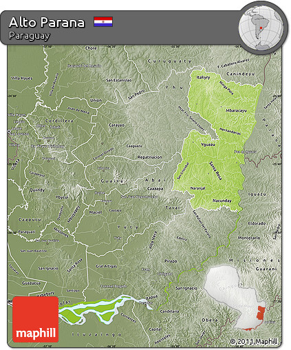 Physical Map of Alto Parana, semi-desaturated