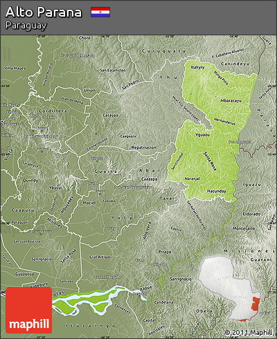 Physical Map of Alto Parana, semi-desaturated