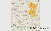 Political Shades Map of Alto Parana, shaded relief outside