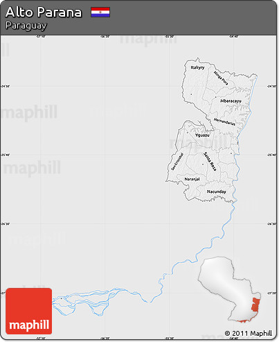 Silver Style Map of Alto Parana, single color outside