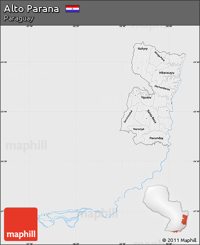 Silver Style Map of Alto Parana, single color outside