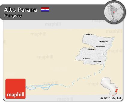 Classic Style Panoramic Map of Alto Parana, single color outside