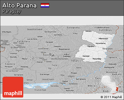 Gray Panoramic Map of Alto Parana