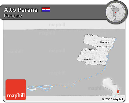 Gray Panoramic Map of Alto Parana, single color outside