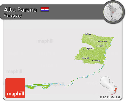 Physical Panoramic Map of Alto Parana, cropped outside