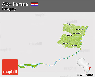 Physical Panoramic Map of Alto Parana, cropped outside