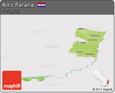 Physical Panoramic Map of Alto Parana, cropped outside