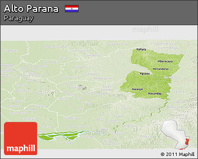Physical Panoramic Map of Alto Parana, lighten