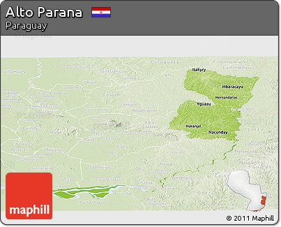 Physical Panoramic Map of Alto Parana, lighten