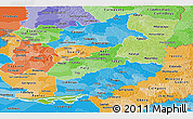 Physical Panoramic Map of Alto Parana, political shades outside