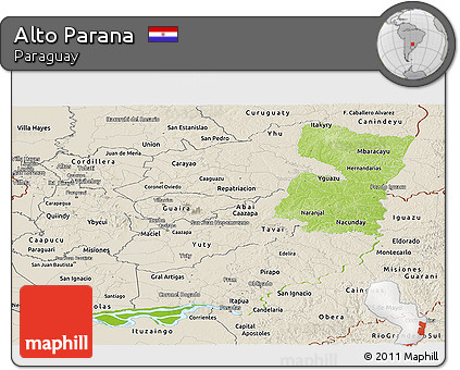 Physical Panoramic Map of Alto Parana, shaded relief outside