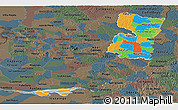 Political Panoramic Map of Alto Parana, darken, semi-desaturated