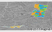 Political Panoramic Map of Alto Parana, desaturated