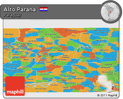 Political Panoramic Map of Alto Parana