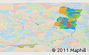 Political Panoramic Map of Alto Parana, lighten