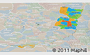 Political Panoramic Map of Alto Parana, lighten, semi-desaturated