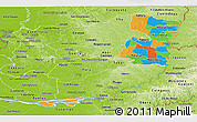 Political Panoramic Map of Alto Parana, physical outside