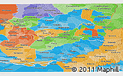 Political Panoramic Map of Alto Parana, political shades outside