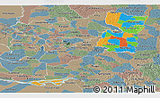 Political Panoramic Map of Alto Parana, semi-desaturated