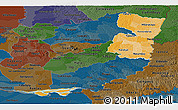 Political Shades Panoramic Map of Alto Parana, darken