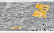 Political Shades Panoramic Map of Alto Parana, desaturated