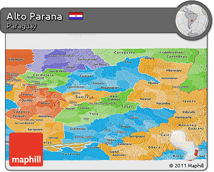 Political Shades Panoramic Map of Alto Parana