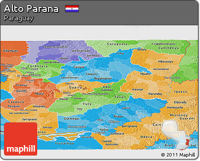 Political Shades Panoramic Map of Alto Parana