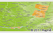 Political Shades Panoramic Map of Alto Parana, physical outside