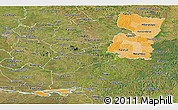 Political Shades Panoramic Map of Alto Parana, satellite outside