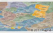 Political Shades Panoramic Map of Alto Parana, semi-desaturated