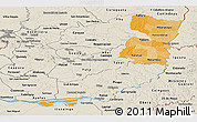 Political Shades Panoramic Map of Alto Parana, shaded relief outside