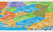 Satellite Panoramic Map of Alto Parana, political shades outside