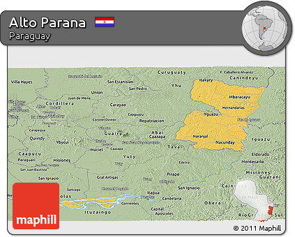 Savanna Style Panoramic Map of Alto Parana
