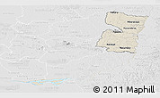 Shaded Relief Panoramic Map of Alto Parana, lighten, desaturated