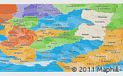 Shaded Relief Panoramic Map of Alto Parana, political shades outside