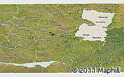 Shaded Relief Panoramic Map of Alto Parana, satellite outside