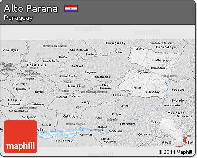 Silver Style Panoramic Map of Alto Parana