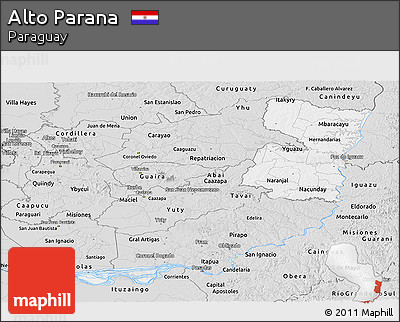Silver Style Panoramic Map of Alto Parana