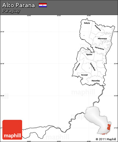 Blank Simple Map of Alto Parana, cropped outside