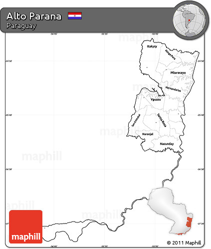 Blank Simple Map of Alto Parana, cropped outside