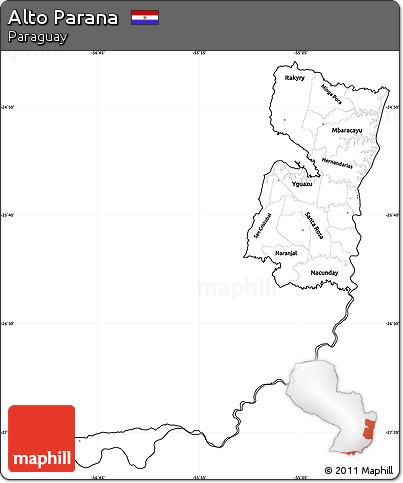 Blank Simple Map of Alto Parana, cropped outside