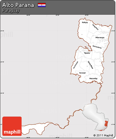 Classic Style Simple Map of Alto Parana, cropped outside