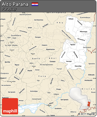 Classic Style Simple Map of Alto Parana