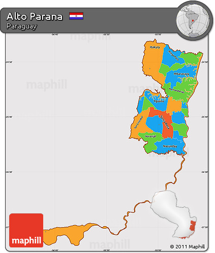 Political Simple Map of Alto Parana, cropped outside
