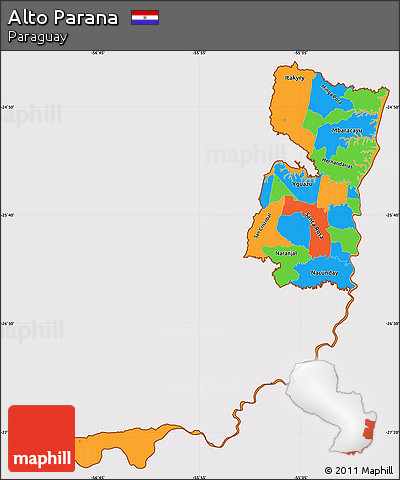 Political Simple Map of Alto Parana, cropped outside