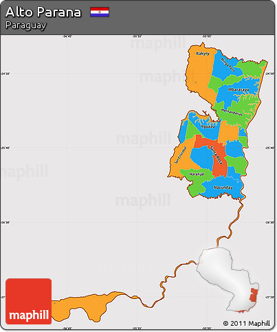 Political Simple Map of Alto Parana, cropped outside